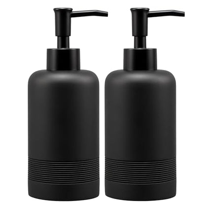YMXYJM 2pcs/Set Hand Soap Dispenser Sets - 10.8oz Refillable Resin Liquid Soap Dispensers with Rust-Proof Pump for Bathroom Countertop or Kitchen, Classic Black - color: Black