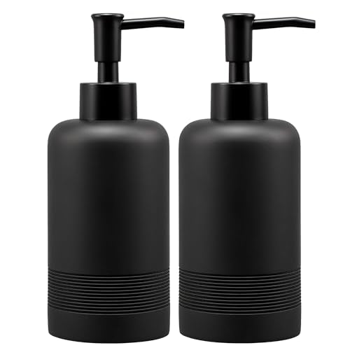 YMXYJM 2pcs/Set Hand Soap Dispenser Sets - 10.8oz Refillable Resin Liquid Soap Dispensers with Rust-Proof Pump for Bathroom Countertop or Kitchen, Classic Black - color: Black