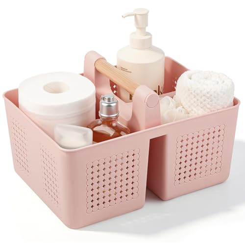 JiatuA Shower Caddy Basket Portable Caddy Organizer with Handle Cleaning Supplies Caddy Plastic Tool Storage for Bathroom Kitchen College Dorm Bedroom, Small Pink - color: Pink, size: Small