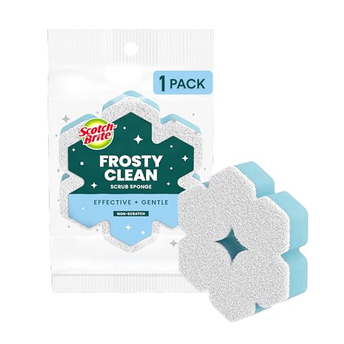 Scotch-Brite Snowflake Non Scratch Scrub Sponge for Cleaning Around the Home, Bathroom & More, Two-Sided Dish Sponge, Multi-Surface Safe, Best for Nonstick Pots and Pans, 1 Pack
