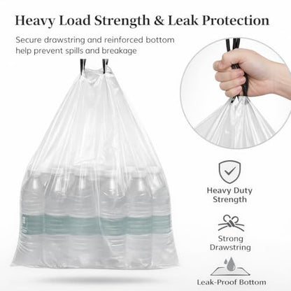 21 Gallon Drawstring Trash Bags, 100 Count Extra Strong Drawstring Kitchen Garbage Bags, Fit for 80 Liter / 21.1 Gal, Tear-Resistant Unscented Household Liners 1.2 Mil Large Trash Bags