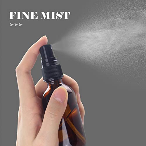 Wedama 4 oz Mini Glass Spray Bottles, Empty Small Spray Bottles with Funnel Dropper, Fine Mist for Hair, Travel, Plants, Cleaning Solutions and Skin Care (4 Pack Amber) - color: Amber, size: 4 Ounce (Pack of 4)