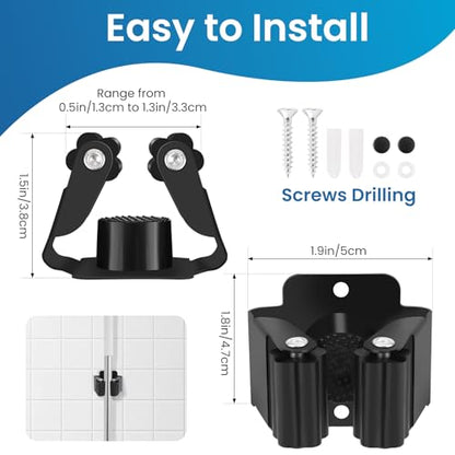 Broom Holder Wall Mount, 4PCS Broom Hanger Wall Mount, Stainless Steel Heavy Duty Mop Holder Broom Mop Hanger Wall with Screws, Garden Outdoor Tool Organizer Rack Broom Hanger (Black) - color: 4pack