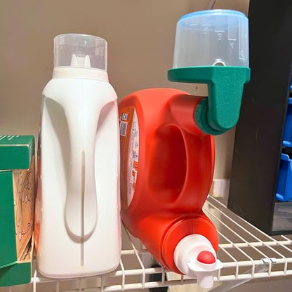 Laundry Detergent Cap Holder with Drip Return – No-Mess Cup Rest for Large Detergent Bottles – Saves Detergent & Money (Green - Tide, Gain, Downy)