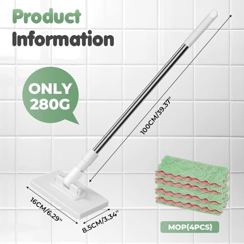 Disposable Dust Mop with 4 Reusable Cloths, 2026 New Retractable Gap Dust Cleaner Flat Mop with Locking Head & Sweeping Cloths, 39" Long Handle Mopping Sweeper Stick (1)