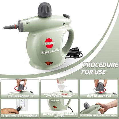 Handheld Steam Cleaner, Pressurized Multi-Surface Steam Shot with 13 Accessories, Safety Lock, Steamer for Cleaning Floor, Upholstery, Grout, Windows, Couch and Car, Green - color: Green