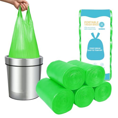 MakMeFre 5Rolls 4Gallon Portable Trash Bags,Thicken Small Garbage Bags for Office,Bedroom,Kitchen Waste Bin(150Counts,Green) - style: 4Gallon(150Counts)GreenColor