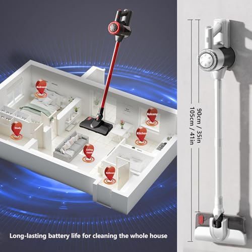 Lightweight and Versatile Vacuum Mop Combo 18Kpa, 35mins Runtime, Rechargeable, Vacuum Cleaner All in One Vacuum Stick for Hardwood Floor/Carpet/Pet Hair/Car,White - color: White