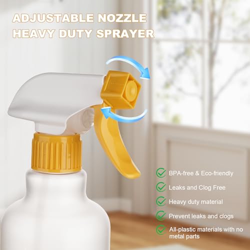 Plastic Spray Bottles 12oz 2 Pack Adjustable Mist/Stream Spraying Heavy Duty Square Water Spray Bottles for Hair, Cleaning Solutions, Plants，Essential Oils (Yellow) - color: Yellow