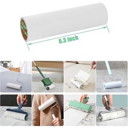 6.3 inch Lint Roller Refills Only, Extra Sticky Lint Remover Refills for Pet Hair Sticky Roller Refill Adhesive Tape Easy Peel 60 Sheets per Roll, Pack of 5, Total 300 Sheets (6.3'' Wide) - size: 6.3'' Wide (Pack of 5, Total 300 Sheets)