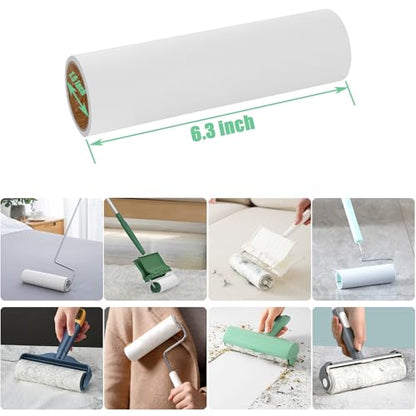 6.3 inch Lint Roller Refills Only, Extra Sticky Lint Remover Refills for Pet Hair Sticky Roller Refill Adhesive Tape Easy Peel 60 Sheets per Roll, Pack of 5, Total 300 Sheets (6.3'' Wide) - size: 6.3'' Wide (Pack of 5, Total 300 Sheets)