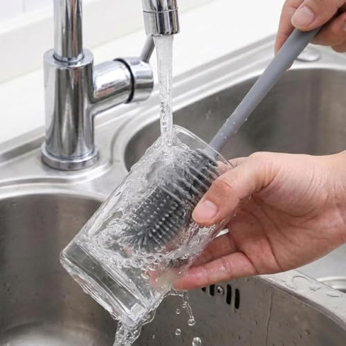 Silicone Bottle Cleaning Brush Long Handle Narrow Neck Water Bottle Cleaner Kitchen Glassware Scrubber Tool