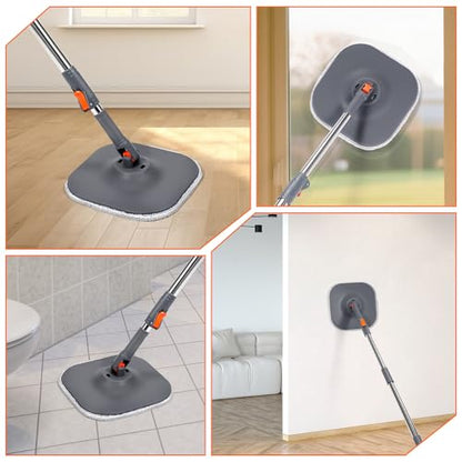 Chabatree Mop and Bucket Set，Spin Mop and Bucket Set with Separate Dirty and Clean Water，6 Replaceable Mop Pads，Deep-Cleaning Mops for Floors, Versatile Mops for Walls - size: Mop Set with 6 Pads