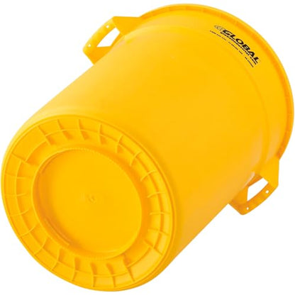 Global Industrial Commercial Round Trash Can, 32 Gallon Capacity, Plastic Garbage Can, Indoor and Outdoor Utility Trash Can, Yellow, 21-3/4"W x 27-1/2"H, No Lid - color: Yellow