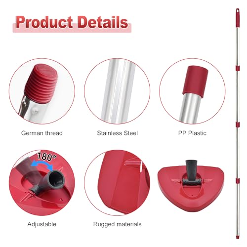 Mop Handle for Ocedar, Mop Handle for O Cedar, Spin Mop Replacement Handle for O Cedar, 4-Section Spin Mop Handles and Base for Ocedar, 30" to 58" Mop Stick Pole Handle and Base for Ocedar Spin Mop - size: Mop Handle with 1 Tank Base