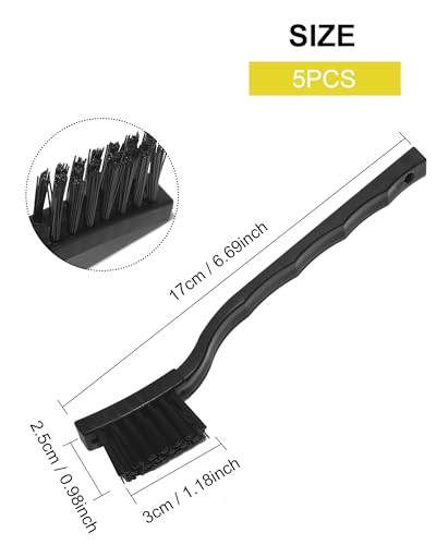 WAFJAMF 3 x 0.5cm Three Row Plastic Handle Anti Static Brushes Black Scraping Brushes 5 Pcs