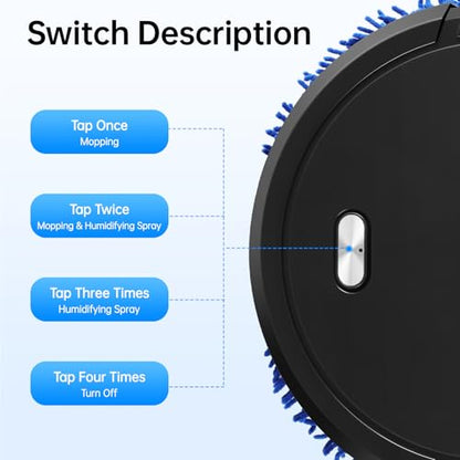 Smart Quiet Mopping Machine Wet & Dry USB Rechargeable | Efficient USB Rechargeable Mop Machine Large Areas with Spray Humidifying Suitable for Home & Office Floors