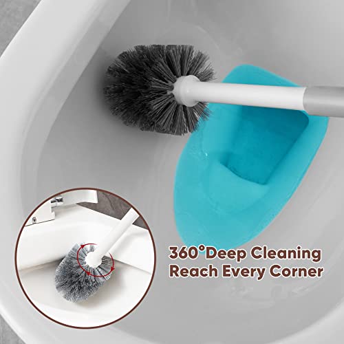 Eyliden Toilet Plunger and Brush Set, 2-in-1 Compact Holder | Unclogs Toilets, Deep Cleans Bowls, Nylon Bristles, Rubber Cup, Durable Plastic Caddy, Space-Saver, Bathroom Cleaning Tools - color: White & Grey