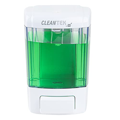 Restaurantware Clean Tek Professional 23.7 Ounce Manual Soap Dispenser 1 Wall-Mountable Soap Dispenser - With Security Key White Plastic Refillable Soap Dispenser Push Mechanism Transparent Tank - color: White