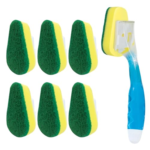 LOLA Dish Brush w/Soap Dispenser Wand, 1 Brush w/Head & 6 Refills, Absorbent Sponge Scrubber, No Leaking. Clean Dishes, Sinks and Cookware - size: 1 Wand / 7 Heads