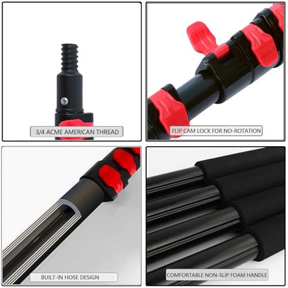20ft Water Fed Pole Brush with Squeegee Kit Telescoping High Reach Window Cleaning Tool with Soap Dispenser Extension Solar Panel Cleaner for Household