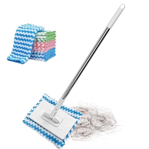 Lazy Mop for Wet and Dry, Clip Grip Mop with 360° Swivel Head, Long Handle Floor Mops, Dust Broom Mops for Floor Cleaning for Household Apartment Bedroom Bathroom Living Room Marble Tile