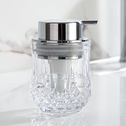 Enra Foaming Soap Dispenser for Bathroom and Kitchen - Glass Refillable, Modern Home Design (Clear/Silver Foam Pump) - color: Silver Pump-foam