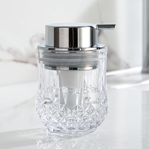 Enra Foaming Soap Dispenser for Bathroom and Kitchen - Glass Refillable, Modern Home Design (Clear/Silver Foam Pump) - color: Silver Pump-foam