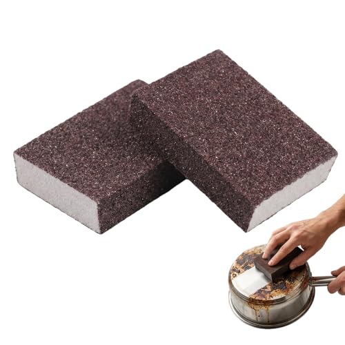 Magic Cleaning Sponge, Nano Carborundum Sponge Scrub Pad for Heavy Duty Cleaning, Cleaning Eraser for Pots Pans BBQ Grill Stainless Steel Kitchen Cookware (2)