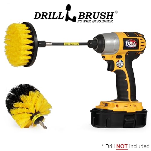 Bathroom Accessories - Shower Cleaner Tools - Toilet Brush- Grout Cleaner Brush - Carpet Cleaner Brush - Tile Cleaning Brush Kit - Bathtub Scrubbing Brush - Bathroom Mirror Cleaning Kit for Home Use - color: Yellow