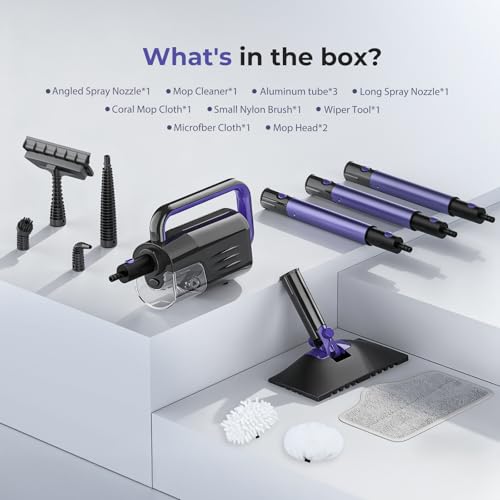 Steam Mop Cleaner with Detachable Handheld Steamer, 6-in-1 Multi Accessories, 23FT Power Cable, Lightweight,Detachable Steam Mops for sealed Hard Floors, Marble, Stone, Hardwood (Light Purple)