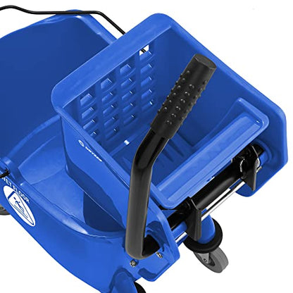 Dryser Commercial Mop Bucket with Side Press Wringer, 26 Quart, Blue - color: Blue