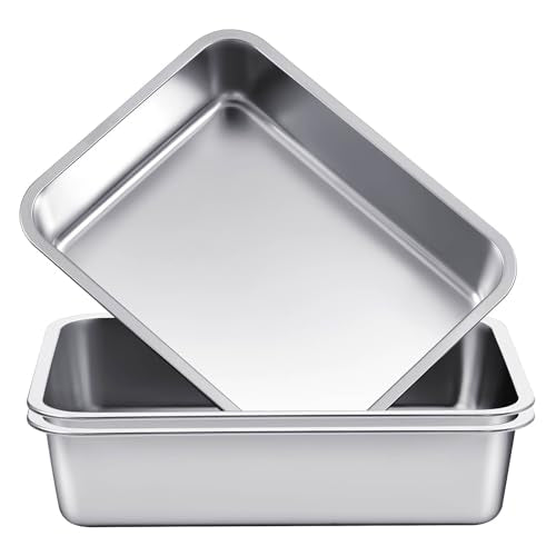 2 Pack Stainless Steel Commercial Bus Tubs Food Grade Meat Processing Tubs Lug Wash Basin Tote Box for Dishwashing, Kitchen, Restaurant, Utility (13 L) - size: 13 L