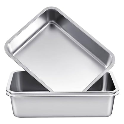 2 Pack Stainless Steel Commercial Bus Tubs Food Grade Meat Processing Tubs Lug Wash Basin Tote Box for Dishwashing, Kitchen, Restaurant, Utility (32 L) - size: 32 L