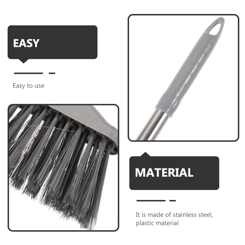 Ciieeo Heavy-Duty Broom, Stainless Steel Broom with Long Handle Floor Sweeping Brooms Wide Angle Outdoor Brooms for Shower Cleaning Patio Kitchen Grout Grey