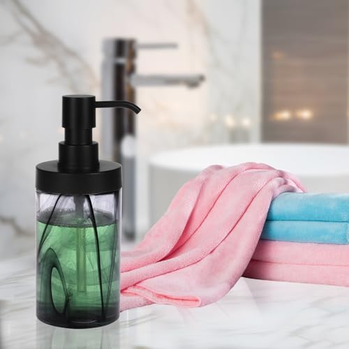 Soap Dispenser,12.5 Oz Black Moire Wide Open Glass Hand Soap Dispenser, Hand Soap Dispenser for Bathroom & Kitchen, Refillable Black Soap Dispenser with Waterproof Labels - color: Black001