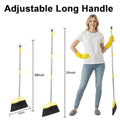 Gloffer Soft Bristles Broom for Indoor Sweeping, Household Cleaning Angle Broom with 55inch Long Handle for Home Office Hardwood Tile Floors Kitchen - style: Broom