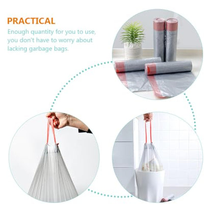 5 Rolls Drawstring Trash Bags Heavy Duty Kitchen Garbage Bags Portable Plastic Rubbish Pouches for Household Waste Disposal Random Color