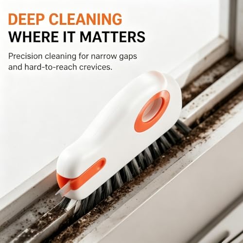 2 in 1 Window Track Cleaning Brush 2PCS,2026 New Window Groove Cleaning Brush, Sliding Door Track Cleaning Brush with Hidden Scraper, Gap Scrub Brush for Sliding Door, Window Sill (Mix) - color: Mix
