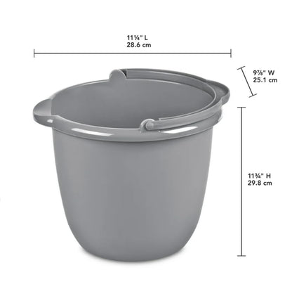 10 Qt. Spout Pail with Comfort Handle | Controlled Pour Plastic Bucket for Garage, Basement, Bathroom, Mudroom | Easy Clean, Sturdy Construction, Titanium Gray