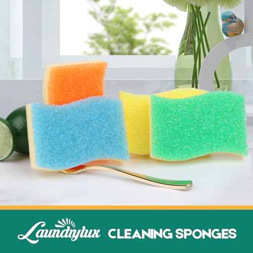 LAUNDRYLUX Scrub Sponge, 4 Pack Dual-Sided Temperature-Responsive Scrubber - Non-Scratch - Multipurpose Dish Sponges for Kitchens, Bathrooms, and Outdoor Use - S Shape - style: S Shape