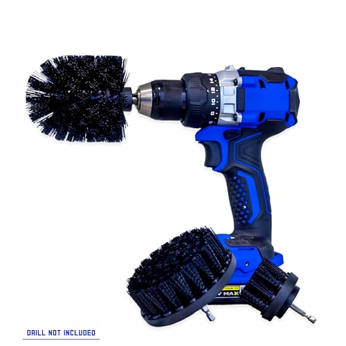 Diamond Shine 3-Pack Firm Drill Brush Attachment Set – Turns Drill Into Electric Power Scrubber for Brick, Fences, Cement, Decks, Metal & Grills