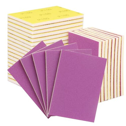 20 Pcs 3 x 4 Inch Sanding Sponge Set, 150/180/220/400 Grit Abrasive Sanding Sponges Pads Soft Foam Hand Sander Block Wet Dry Purple Ceramic Sand Sandpaper for Wood Metal Paint Polishing - size: 20pcs Mix Grit, style: Ceramic Sand