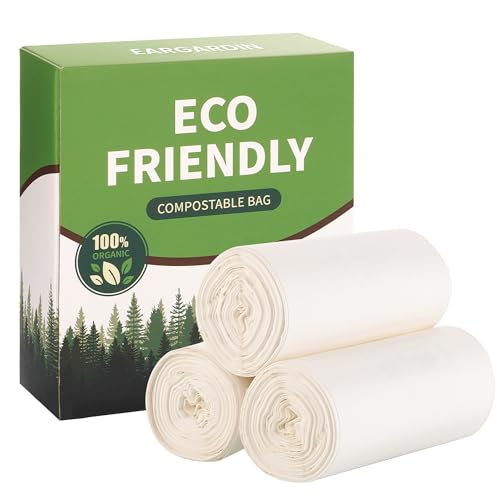 Biodegradable Handle Trash Bags 4-5 Gallon, 100% Compostable Garbage Bags Wastebasket Liners Bags for kitchen bathroom office garden,US BPI ASTM D6400 and Europe OK Compost Home Certified