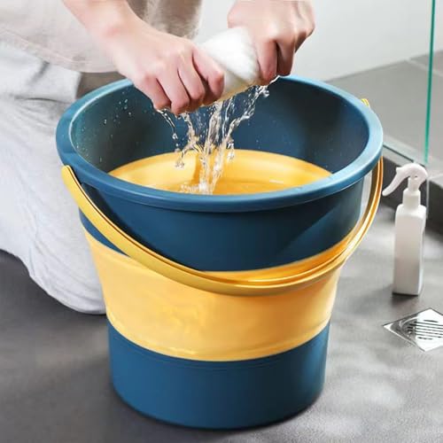 Collapsible Bucket 1.3 Gallon/5L Small Plastic Buckets Household Cleaning Mop Buckets Foldable Water Bucket for Car Wash Fishing Camping Beach (Blue) - color: Blue
