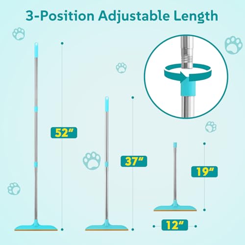 2-in-1 Pet Hair Remover Broom and Scraper Set with Adjustable Long Handle, Ideal for Removing Pet Hair and Water Stains, Reusable and Easy to Clean.