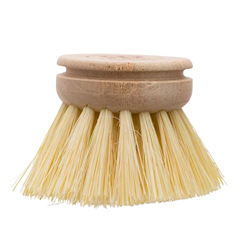 Redecker Dish Brush Set, Silicone Handle – Sand with Tampico & Horsehair Heads – Sustainable Cleaning System, Made in Germany - color: Sand