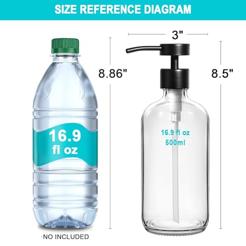 RYTOXILO Clear Soap Dispenser 2 Pack, Glass Soap Dispenser with Stainless Steel Pump, 16.9 Fl oz Refillable Kitchen Hand and Dish Soap Dispensers Set, Modern Clear Soap Lotion Dispensers Bottle - color: Clear, size: 2 Pack