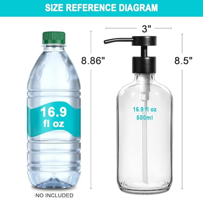 RYTOXILO Clear Soap Dispenser 2 Pack, Glass Soap Dispenser with Stainless Steel Pump, 16.9 Fl oz Refillable Kitchen Hand and Dish Soap Dispensers Set, Modern Clear Soap Lotion Dispensers Bottle - color: Clear, size: 2 Pack