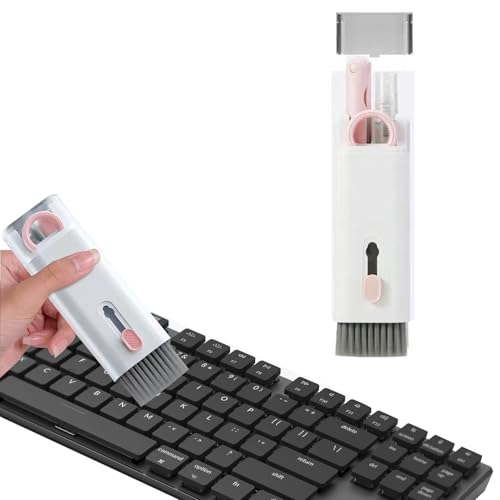 7 in 1 Laptop Cleaning Kit Keyboard Cleaner,Computer Screen Cleaning Brush Tool,Computer Cleaning Tools Kit Corner Gap Duster Keycap Puller(Pink)